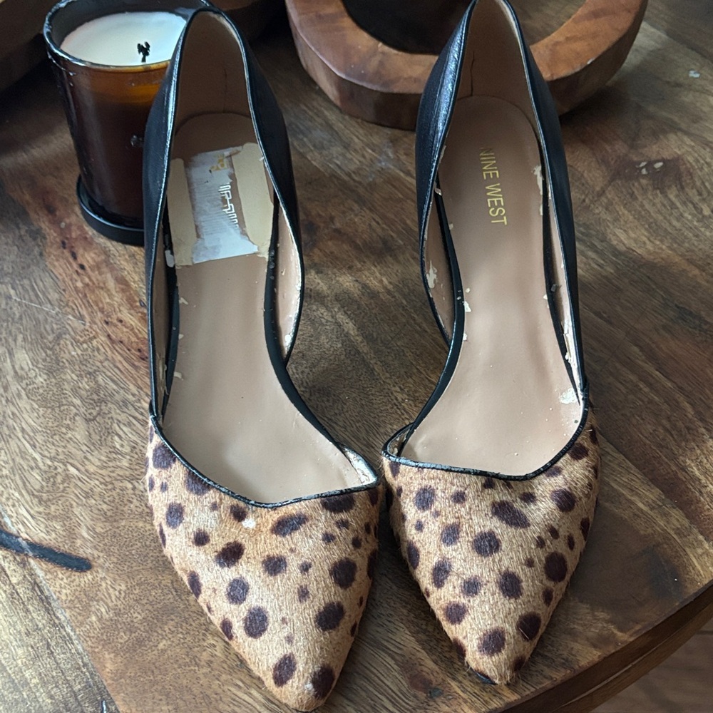 Nine West Black and Brown Animal Print Heels